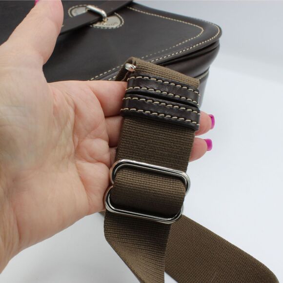 Dooney & Bourke Florentine Toscana Crossbody Purse Brown Leather Saddle Bag - Picture 5 of 11